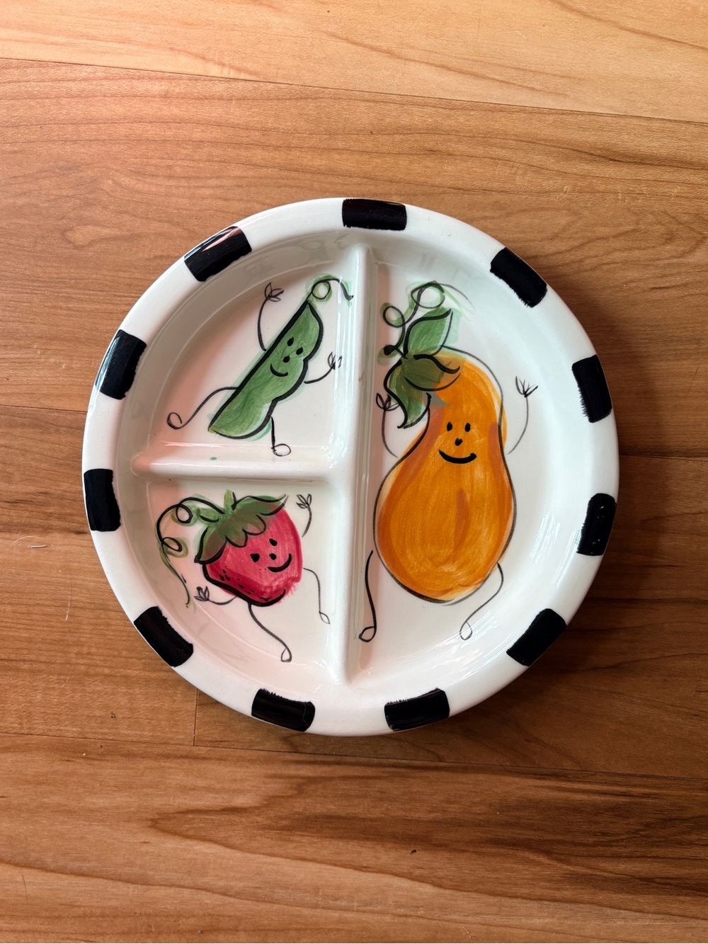 Hand-Painted Ceramic Divided Childs/Display Plate by artist Vicki Carroll